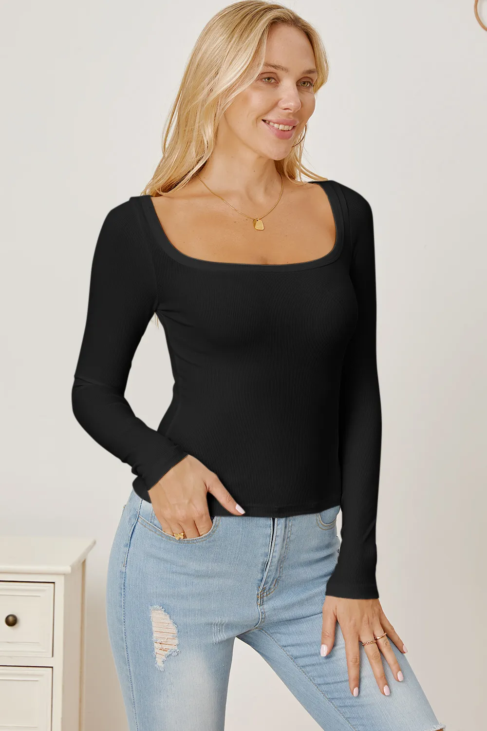 Square Neck Long Sleeve T-Shirt, image 9