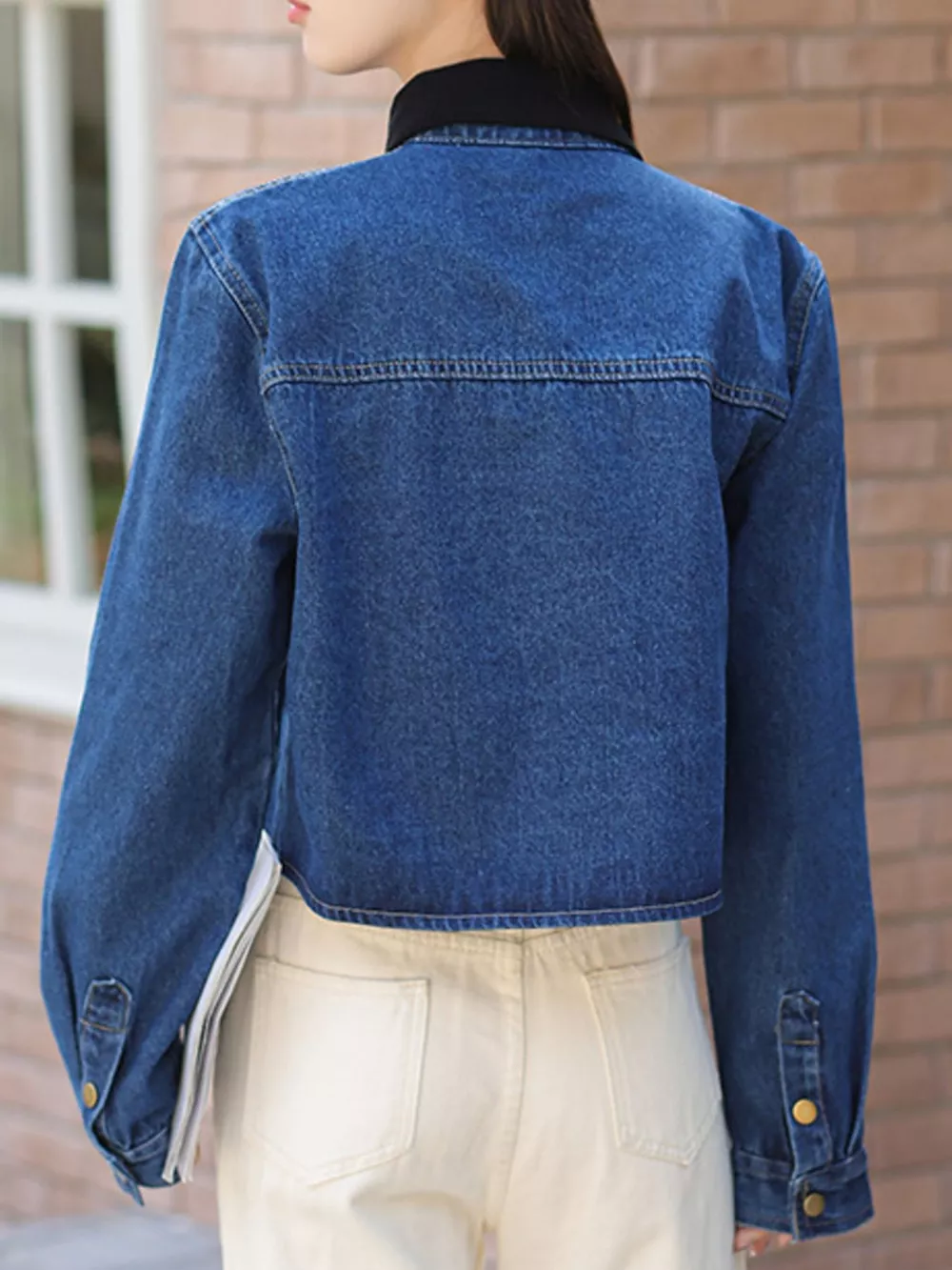 Snap Down Denim Jacket with Chest Pockets, image 2
