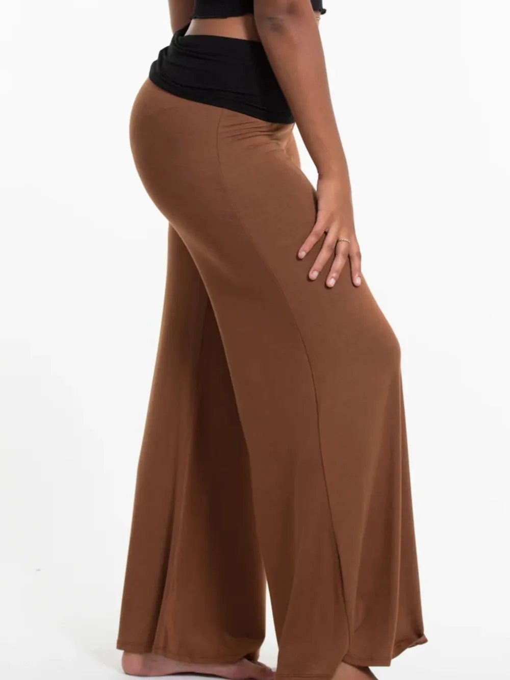 High Waisted Wide Leg Yoga Pants with Contrast Waistband, image 10