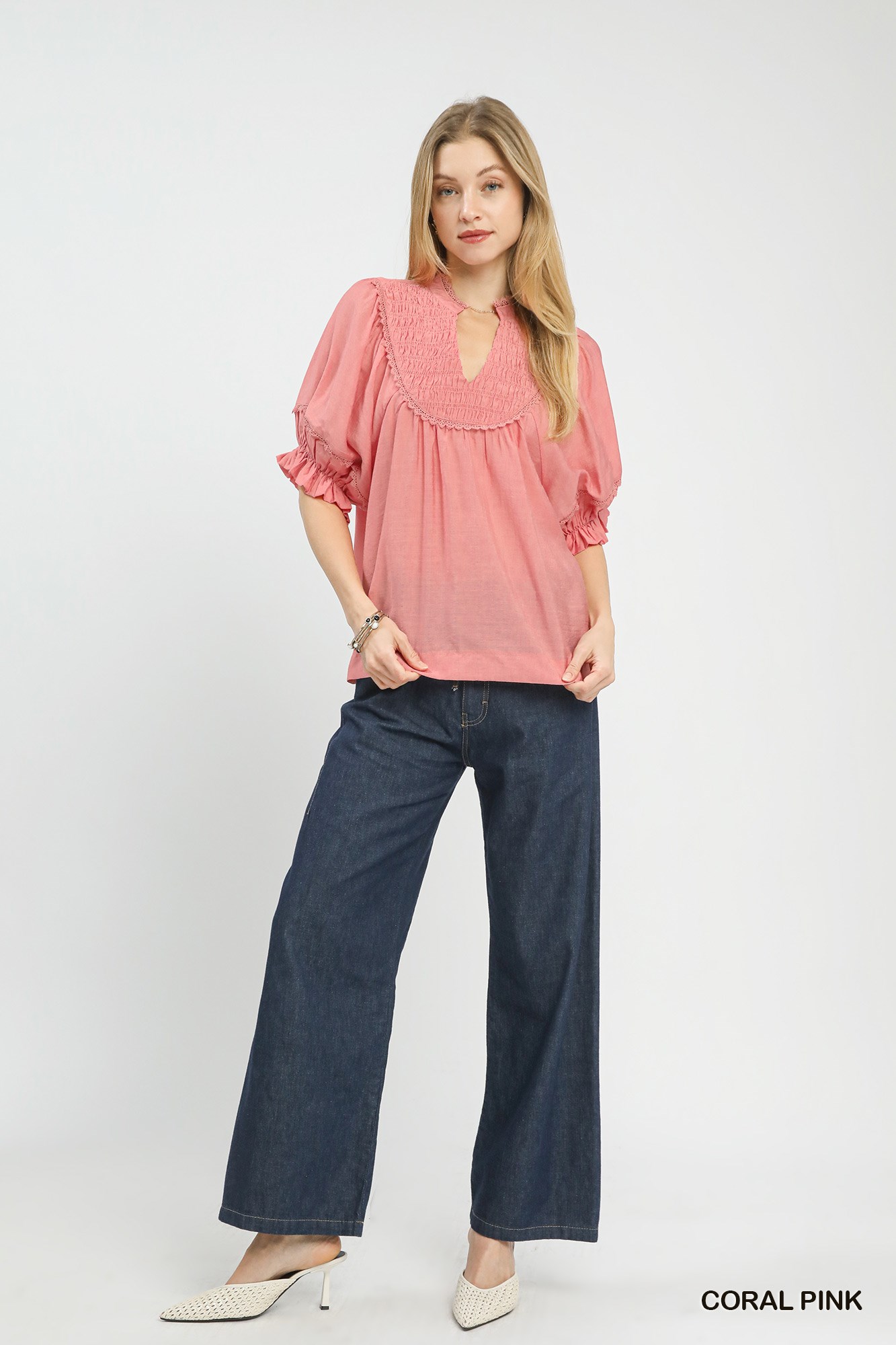 Smocked Yoke Blouse with Ruffle Sleeves, image 5