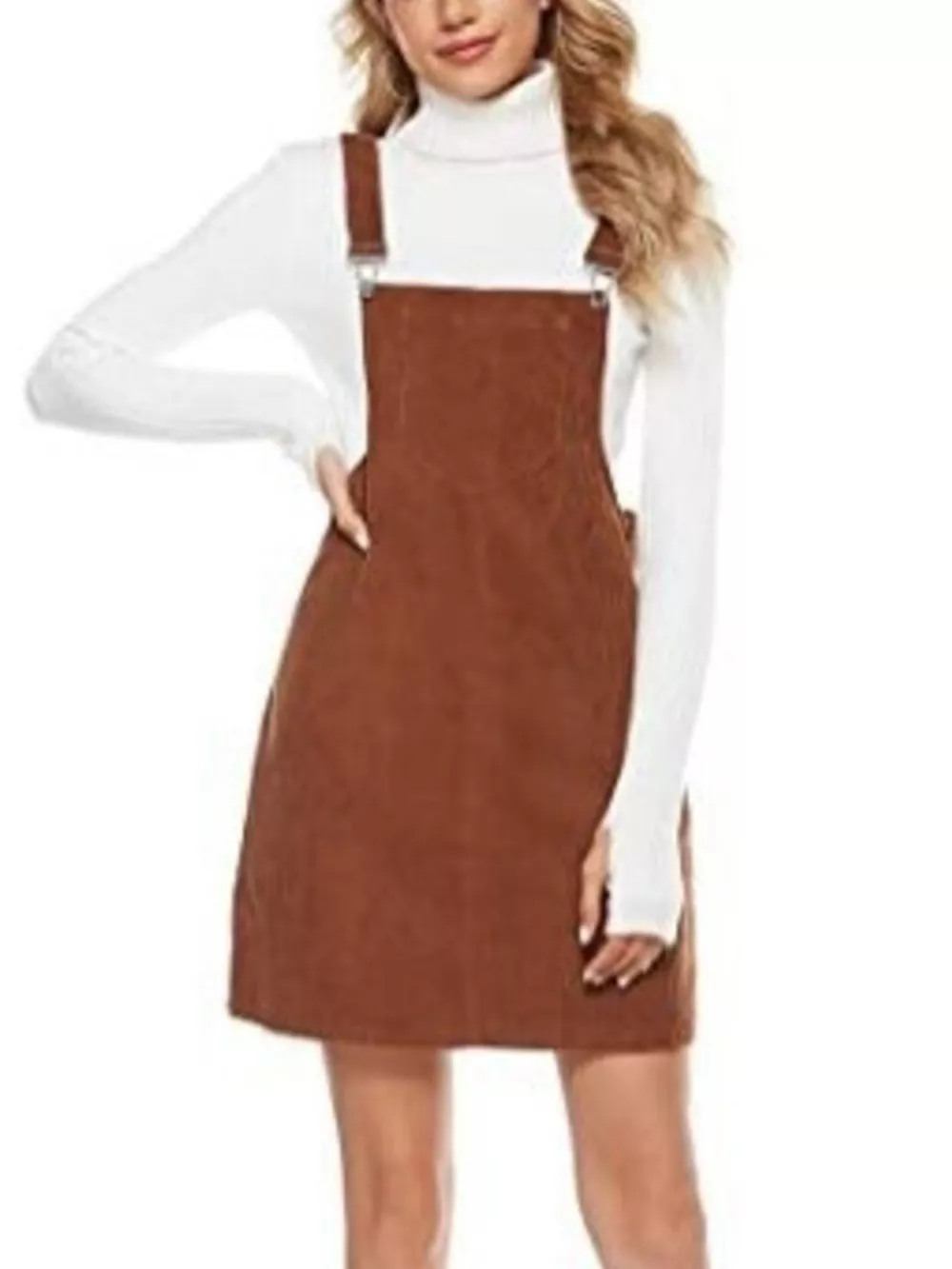 Corduroy Wide Strap Overall Dress, image 2