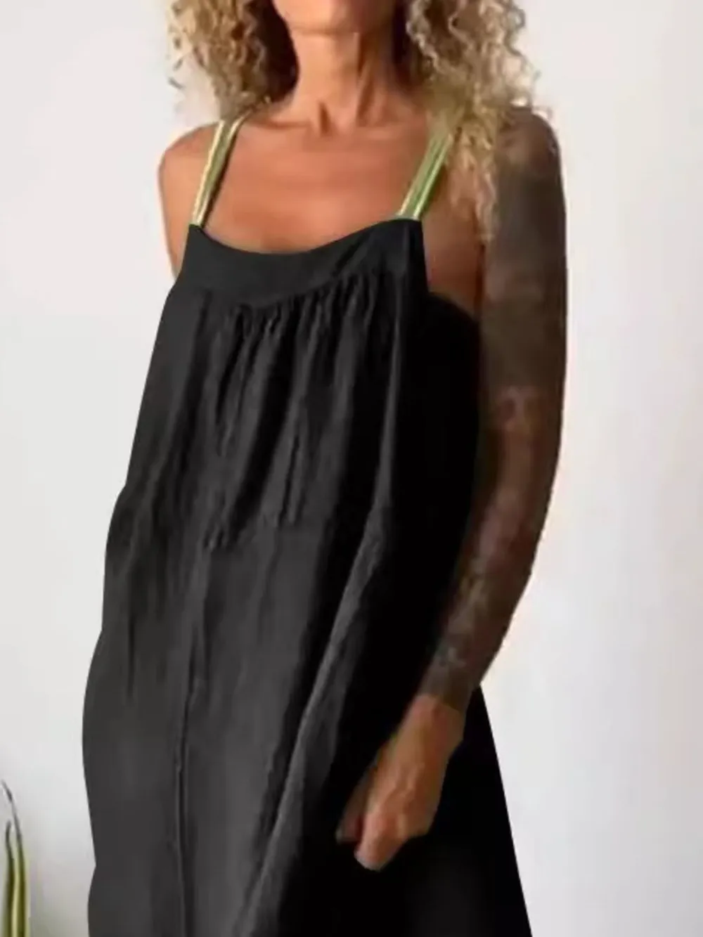 Full Size Ruched Cami Maxi Dress with Pockets Plus Size, image 14