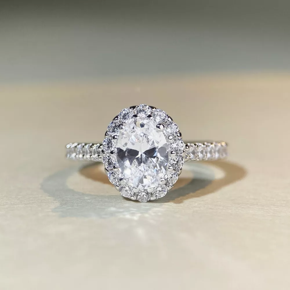 1.5 Carat Moissanite 925 Sterling Silver Oval Ring, image 6