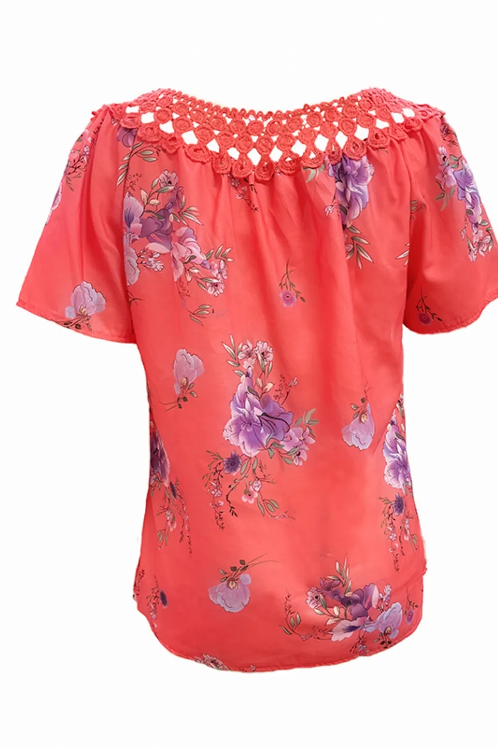 Full Size Printed Tie Neck Short Sleeve Blouse, image 12