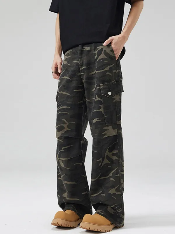 Men's Full Size Camouflage Cargo Pants with Multi-Pocket Plus Size, image 2