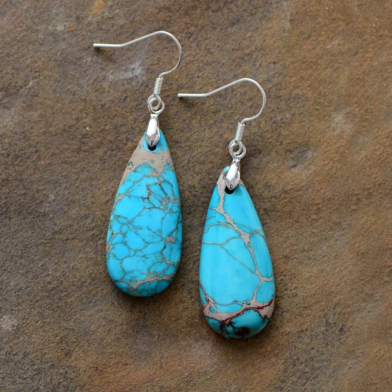 Natural Stone Copper Teardrop Earrings, image 4