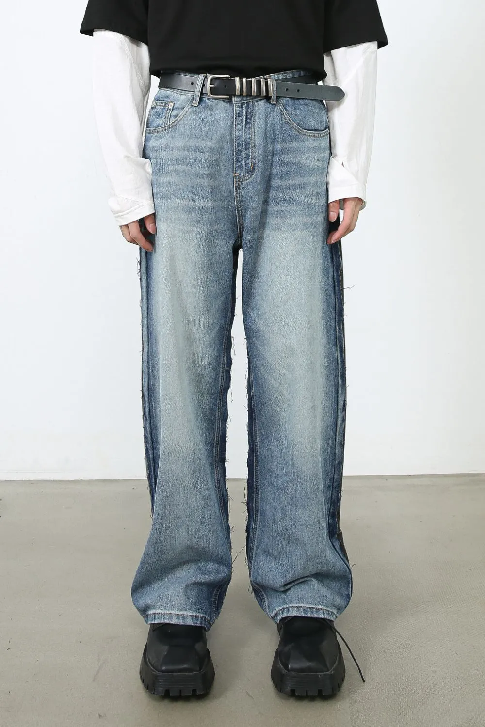 Men's Contrast Loose Fit Jeans, image 3
