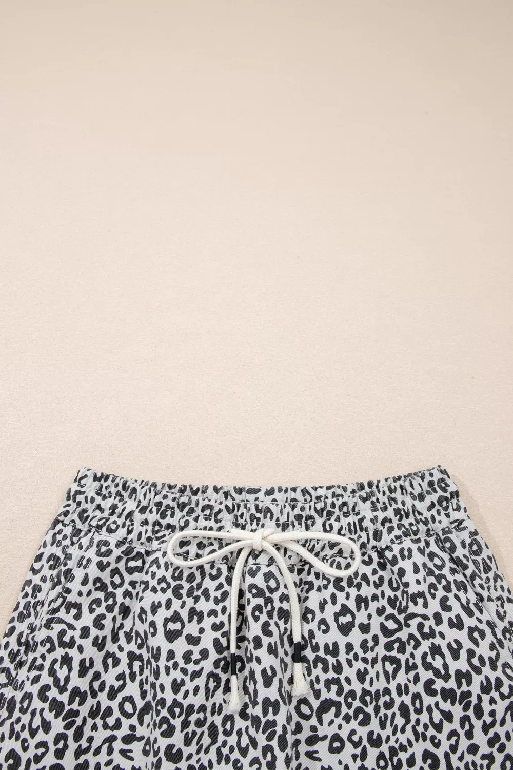 Leopard Print Tassel Drawstring Casual Denim Skort, image 7