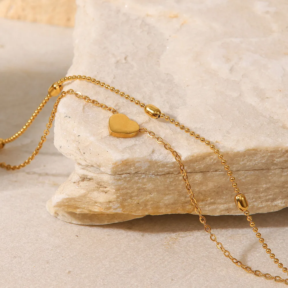 Heart Shape Double-Layered Anklet, image 5