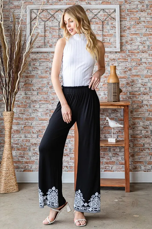 Full Size Solid Damask Casual Pants Plus Size, image 12
