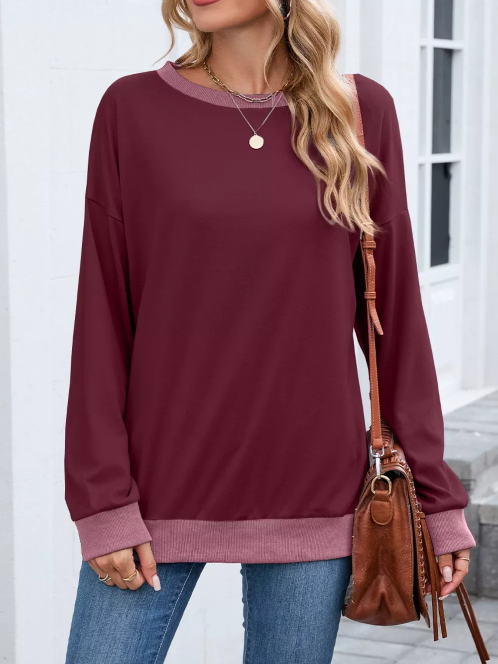 Contrast Trim Long Sleeve Sweatshirt, image 28