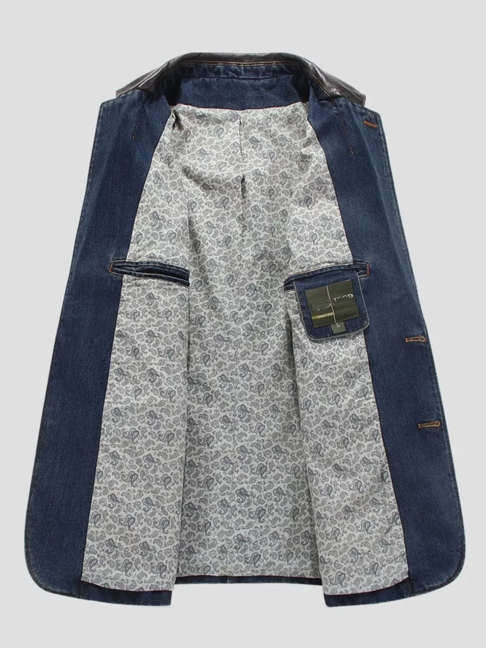 Men's Plus Size Lapel Collar Button Up Denim Blazer, image 4