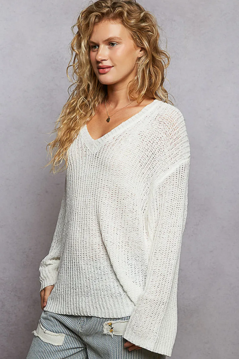 Oversized V-Neck Knit Top, image 2