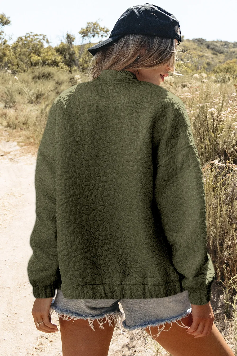 Baseball Collar Floral Quilted Jacket, image 14