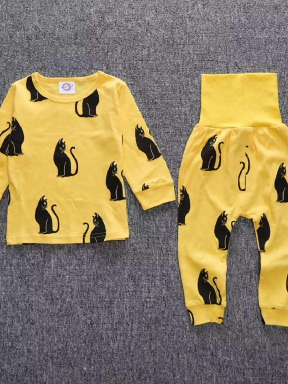 Children's Cute Cat Print Long Sleeve Top and Pants Set, image 2