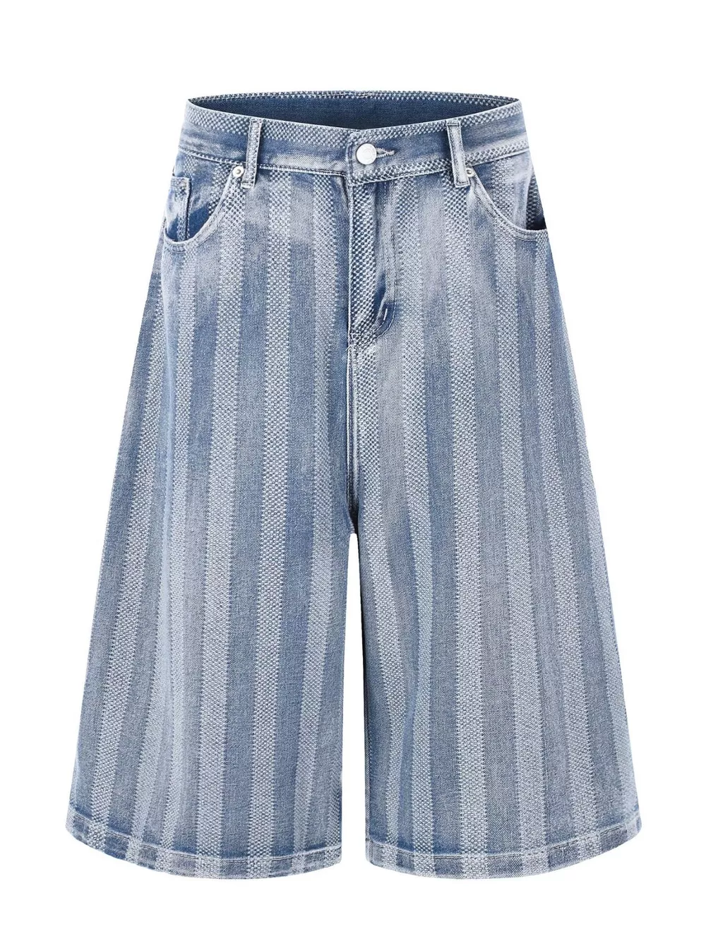 Men's Stripe Wide Leg Denim Capris