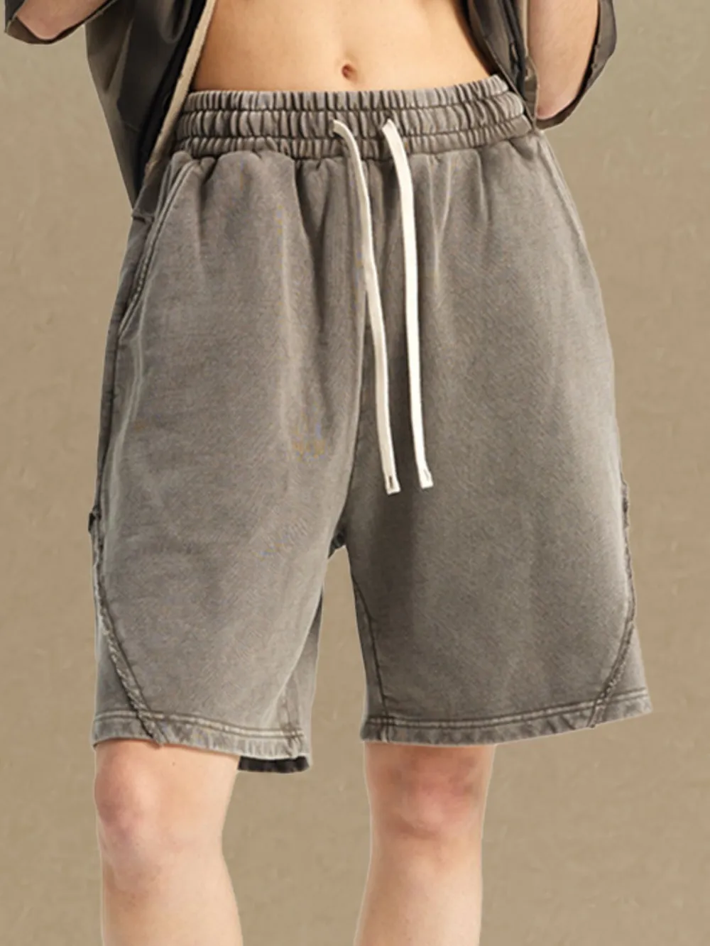 Men's Casual Drawstring Washed Shorts, image 7