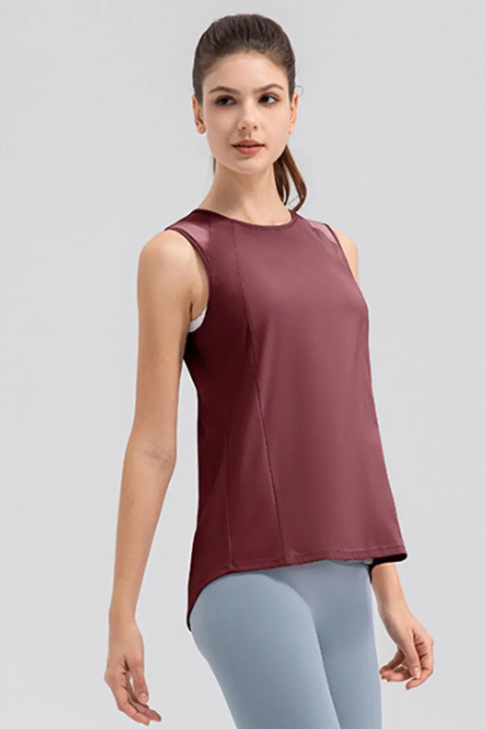 Round Neck Wide strap Active Tank, image 5
