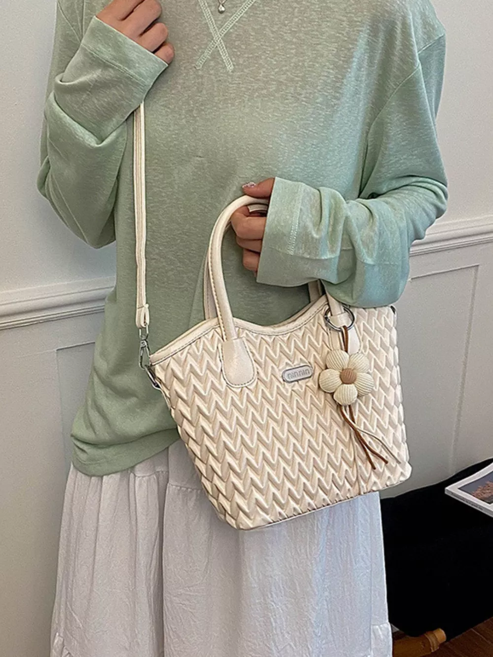 Top Handle Texture Crossbody Bag, image 3