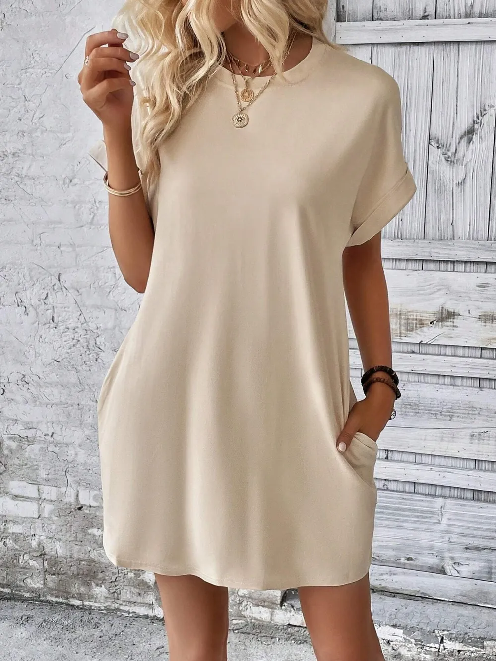 Round Neck Short Sleeve Mini Dress, image 17