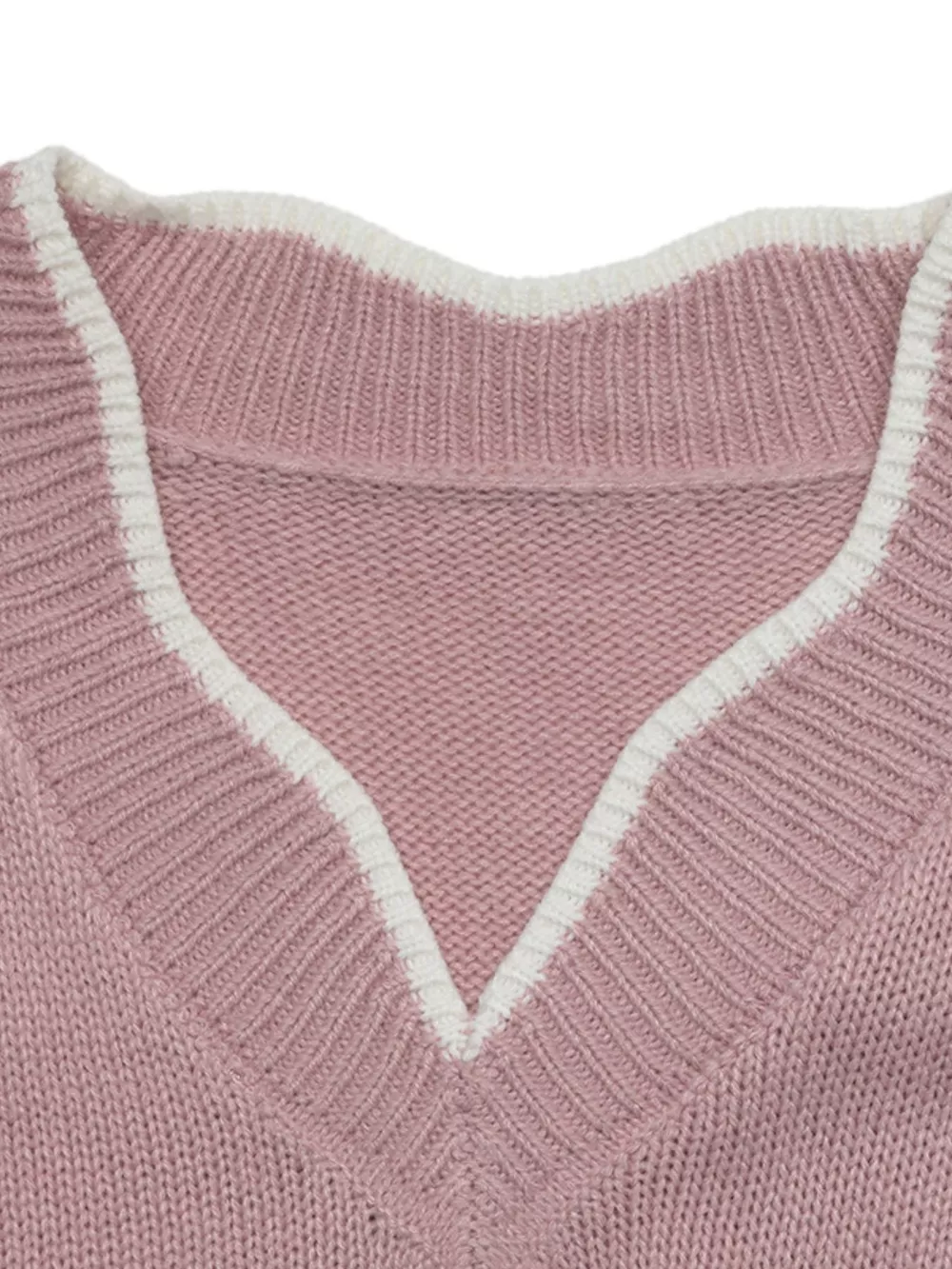 V-Neck Openwork Long Sleeve Sweater, image 7