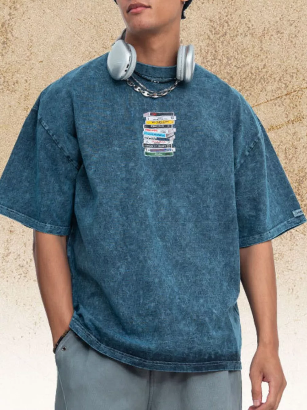 Men's Vintage Washed Cassette Tape Graphic T-Shirt