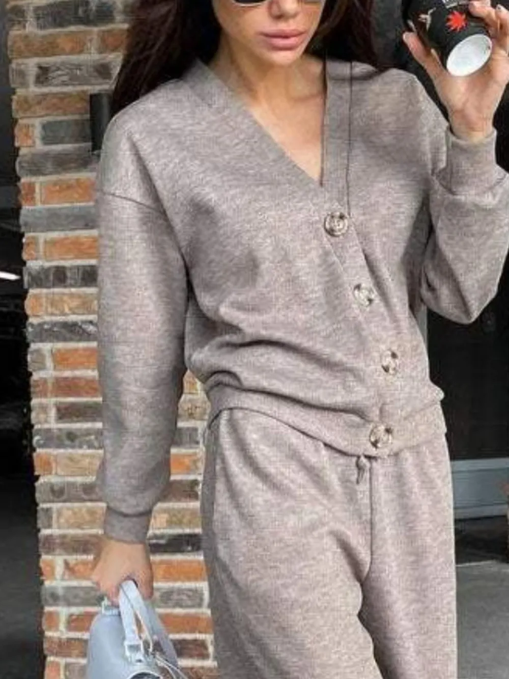 Full Size Button Up Long Sleeve Top and Pants Set, image 6