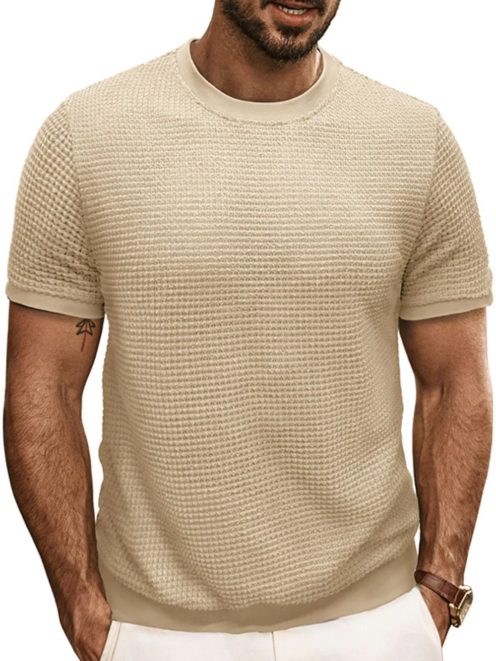 Men's Textured Knit Crew Neck T-Shirt, image 8