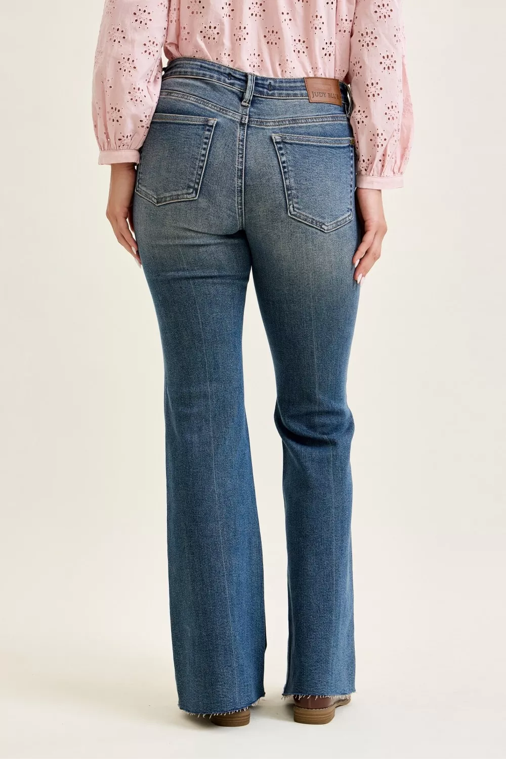 Mid Rise Flare Jeans with Front Flap Pockets, image 4