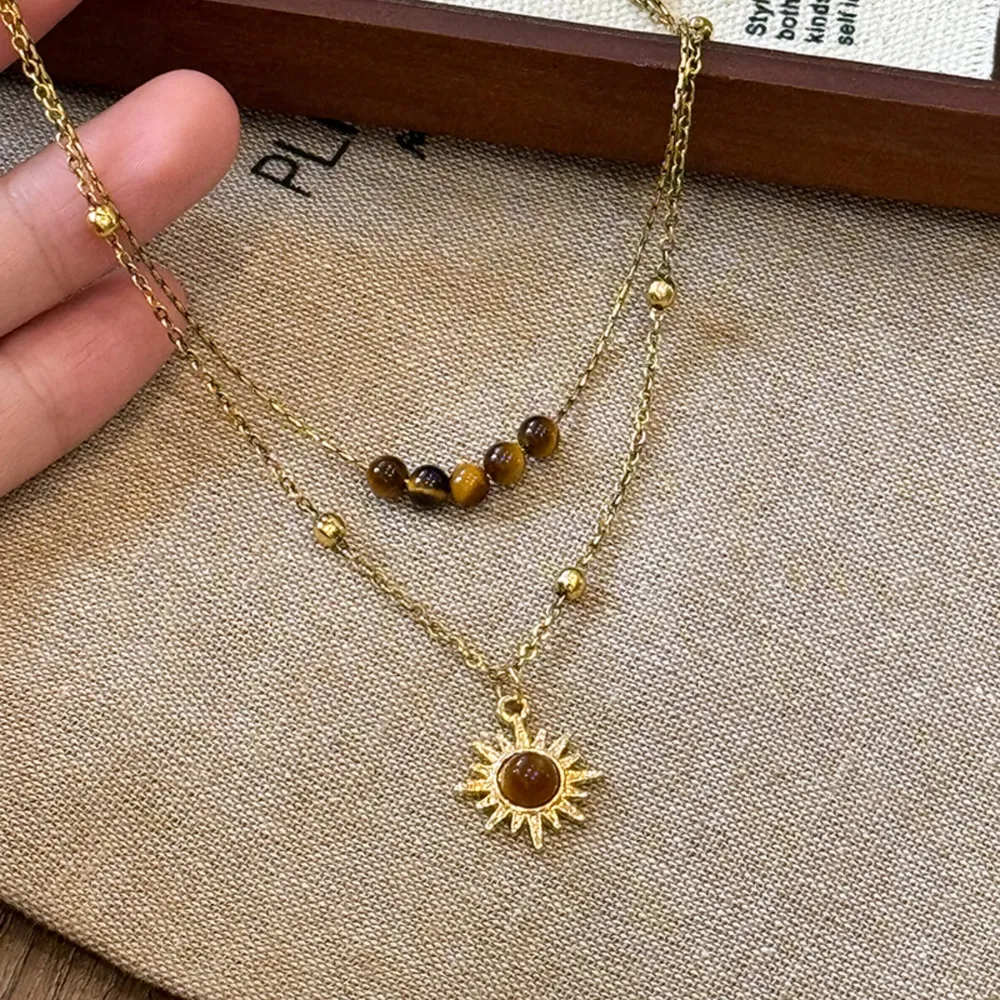 Tiger's Eye Copper Double Layered Necklace, image 4