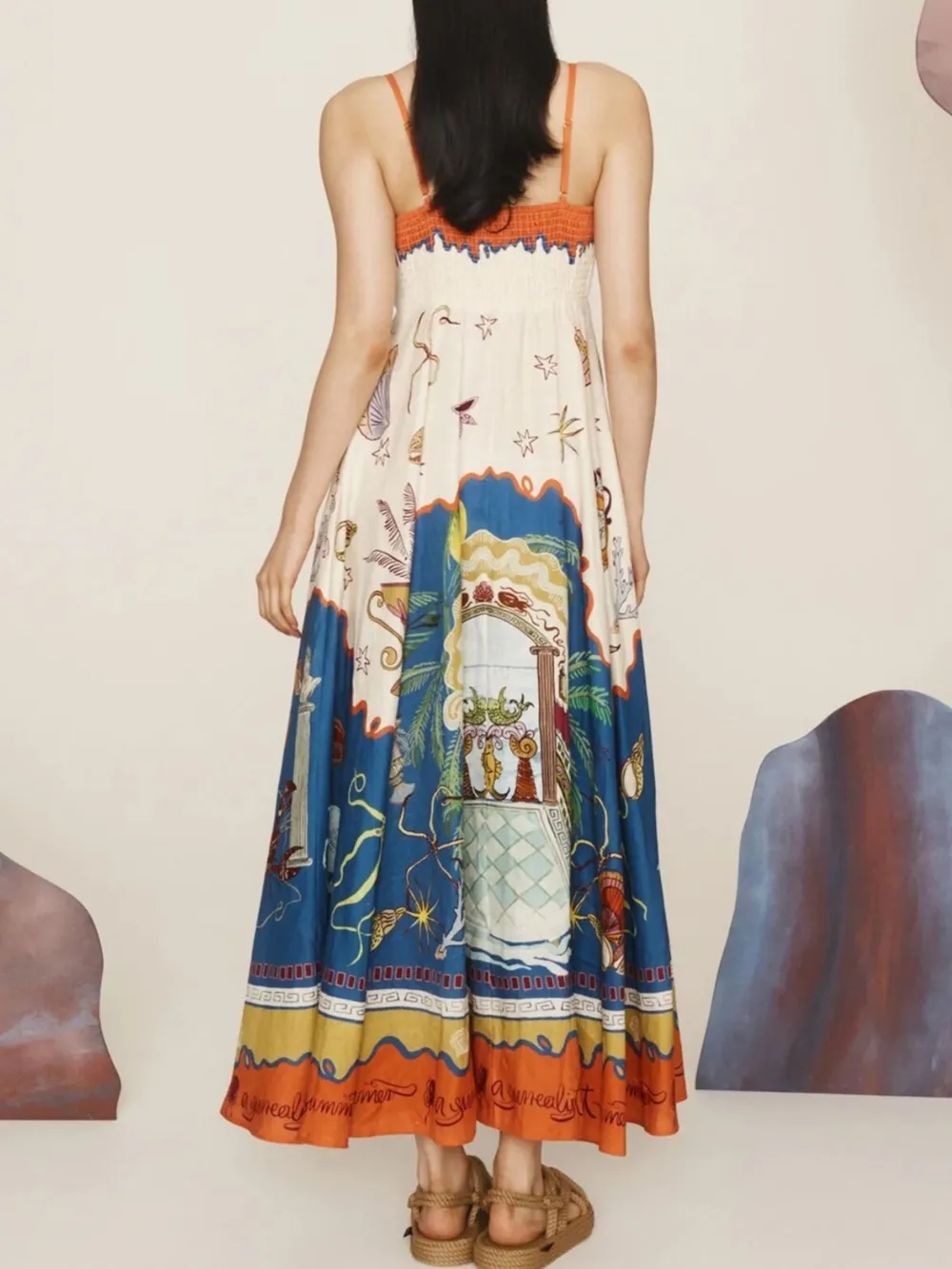 Printed Square Neck Maxi Cami Dress, image 3
