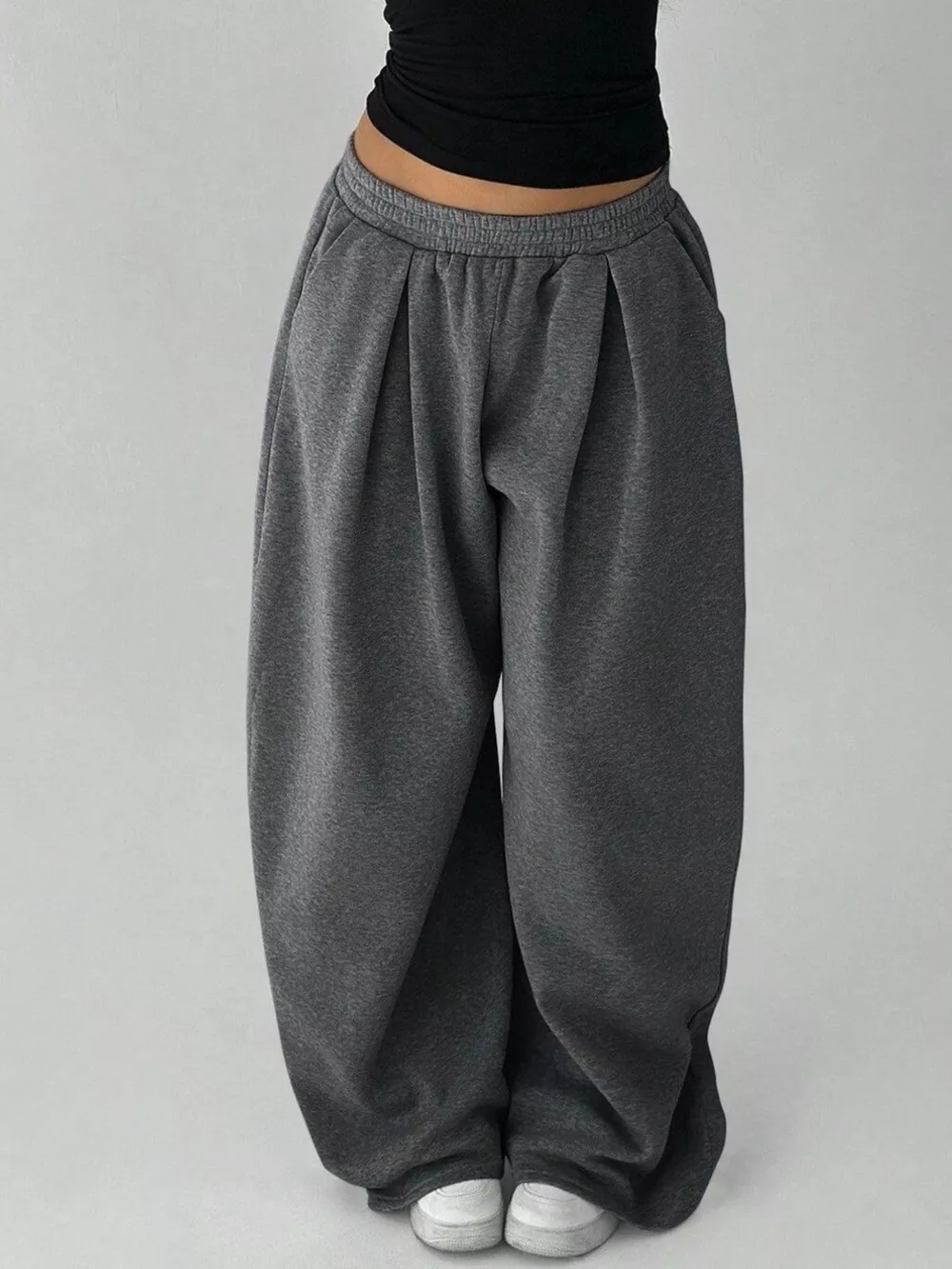 Elastic Waist Wide-Leg Sweatpants, image 12