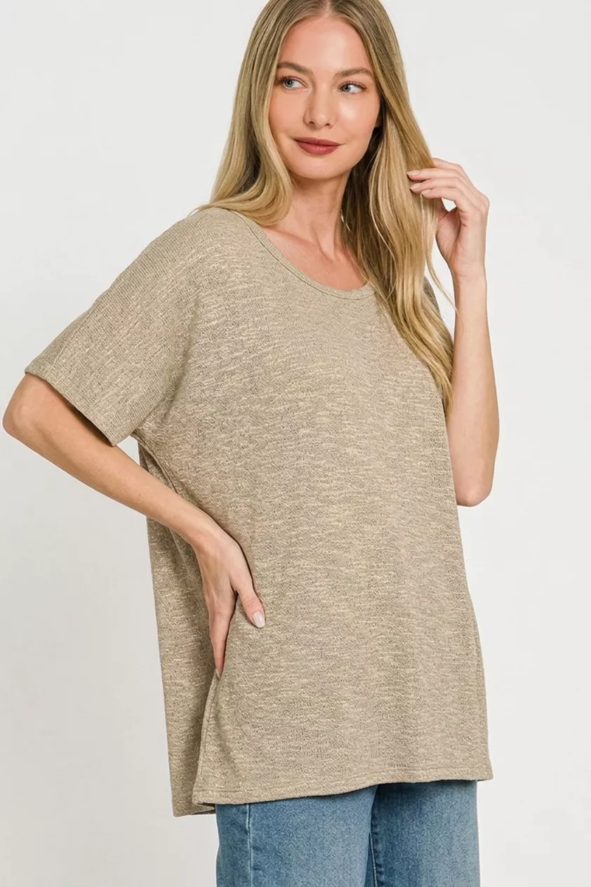 Zenana Oversized Slub Hacci Top, image 3