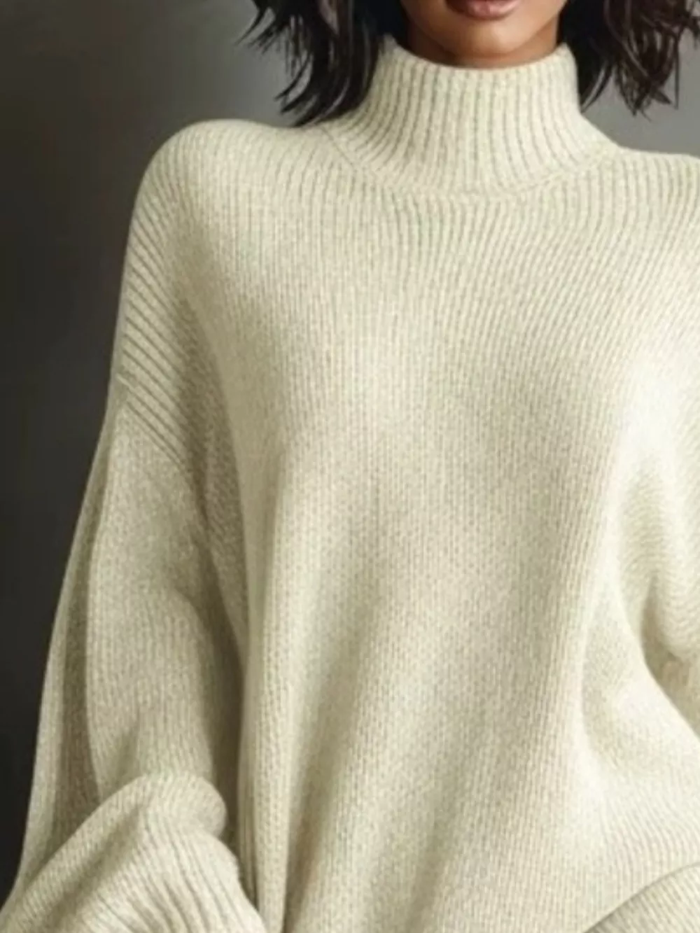 Oversized Mock Neck Long Sleeve Sweater Dress, image 6