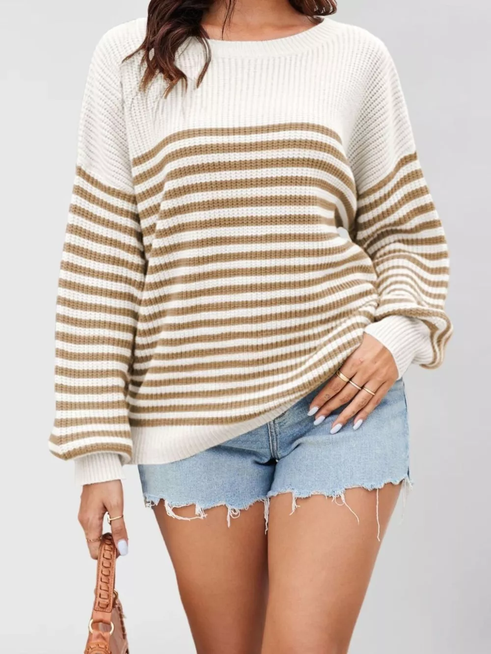 Striped Knit Long Sleeve Sweater