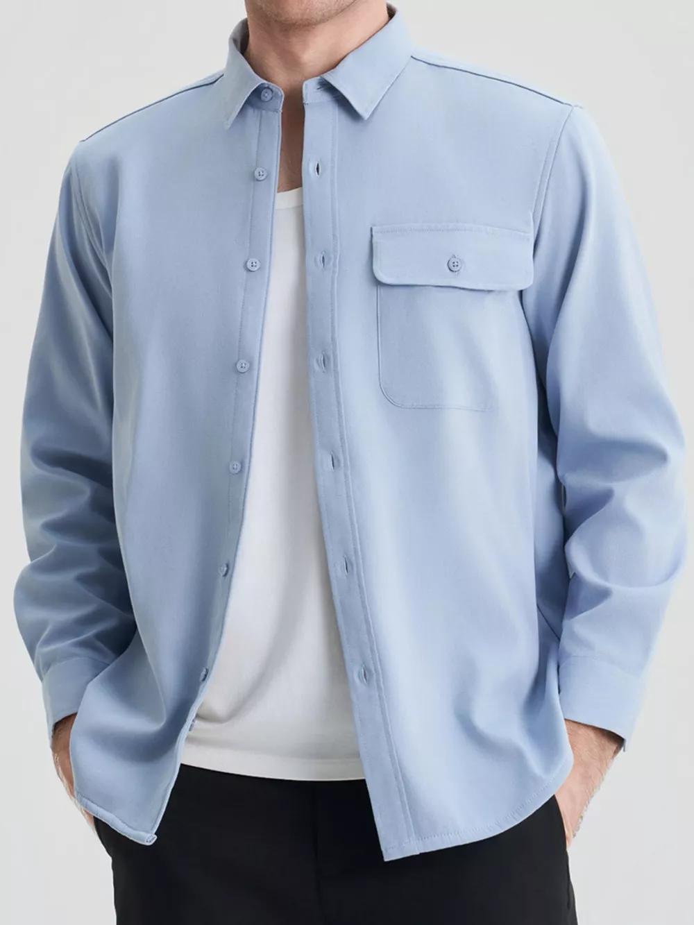 Men's Plus Size Button Up Long Sleeve Shirt, image 2