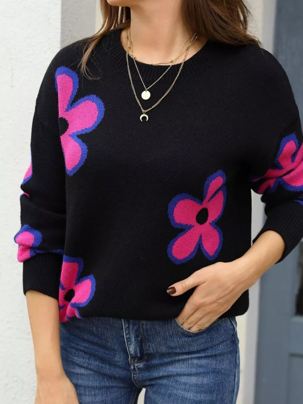Floral Crew Neck Sweater, image 9
