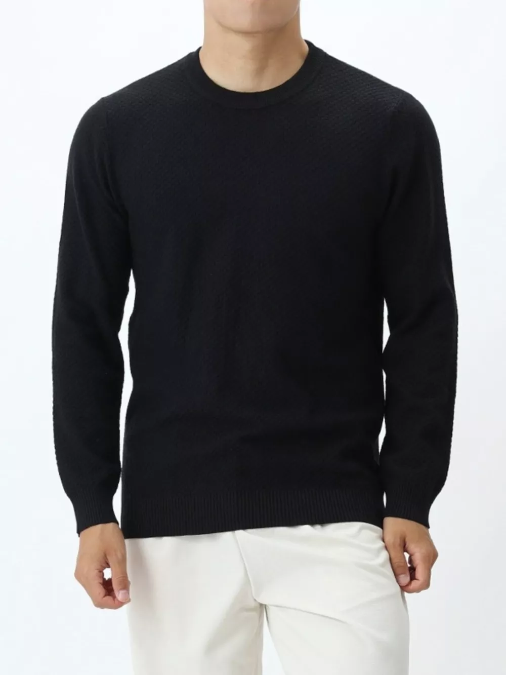 Men's Plus Size Textured Crew Neck Sweater, image 9