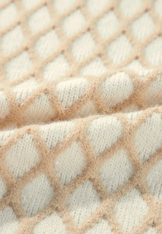 Diamond Pattern Mock Neck Long Sleeve Sweater, image 5