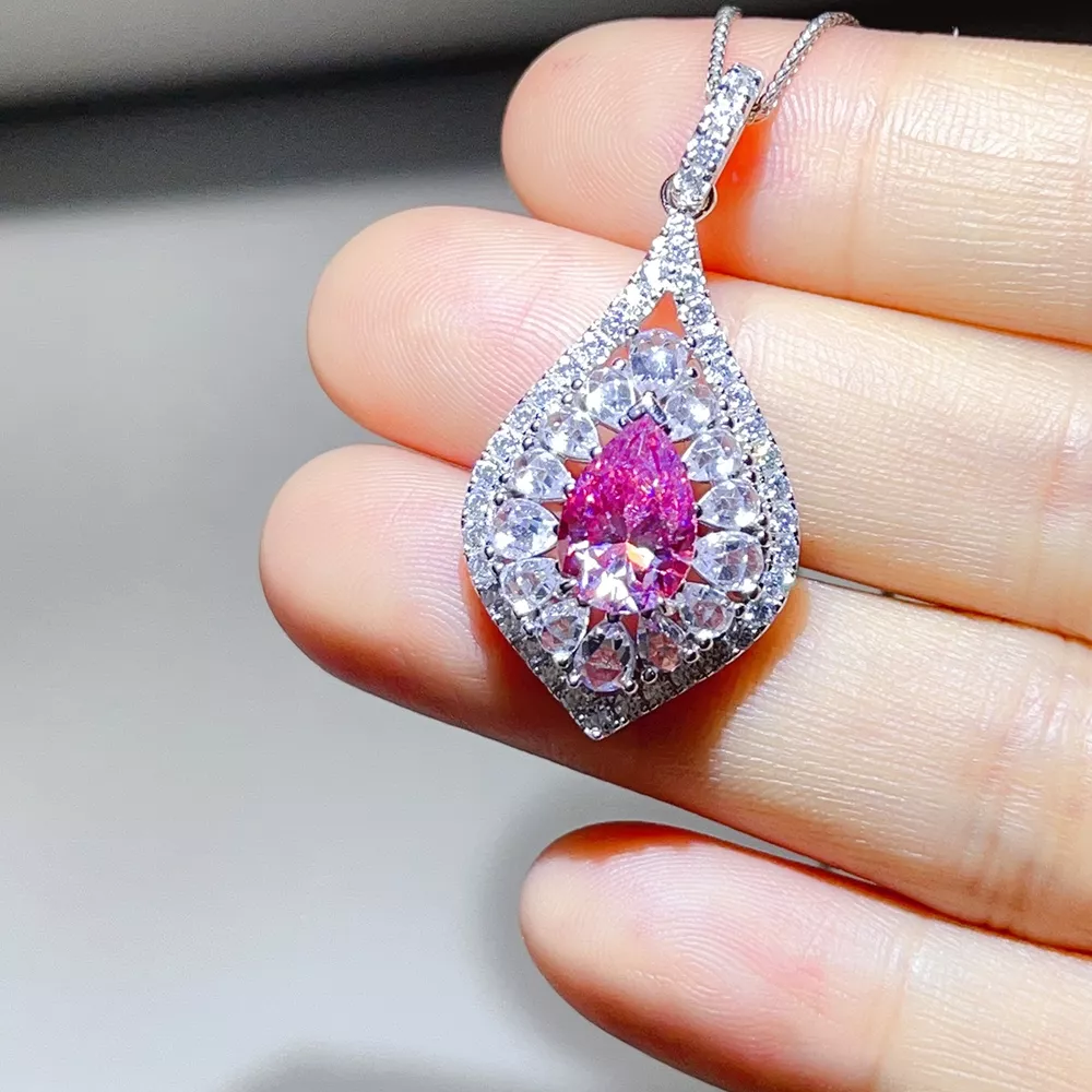 2 Carat 925 Sterling Silver Moissanite Pendant Necklace, image 4