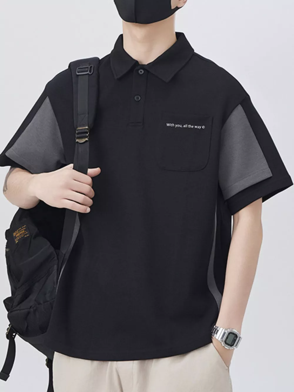 Men's Plus Size Button Detail Short Sleeve Polo