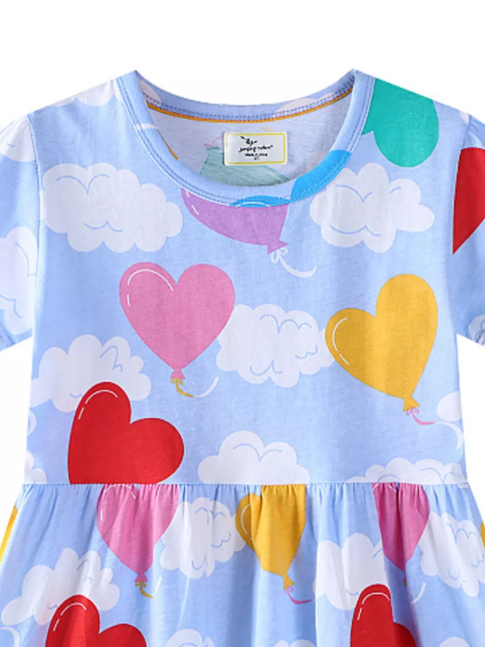 Children's Heart Balloon Print Short Sleeve Dress, image 3
