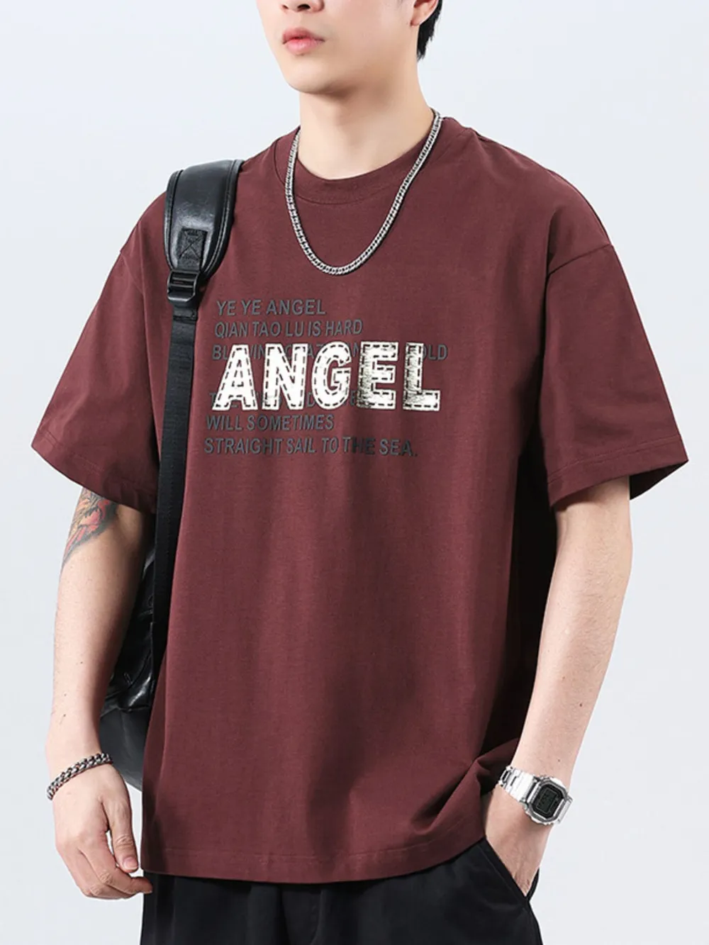 Men's Plus Size Letter Round Neck Short Sleeve T-Shirt, image 16