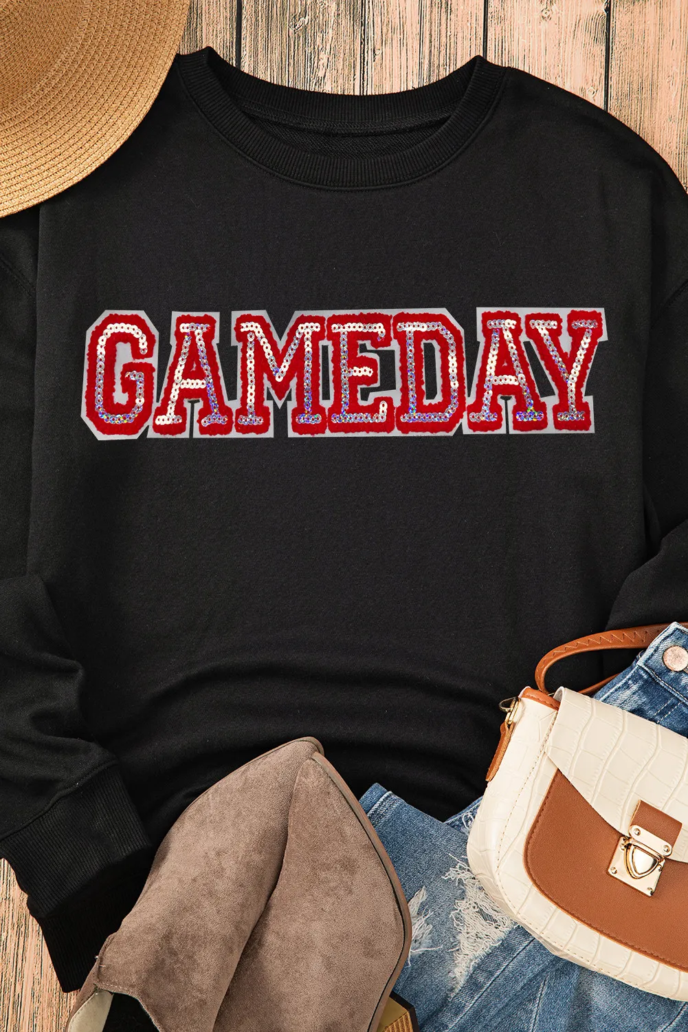 GAME DAY Round Neck Long Sleeve Sweatshirt, image 2