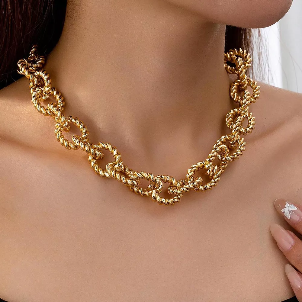 18K Gold-Plated Alloy Twisted Necklace