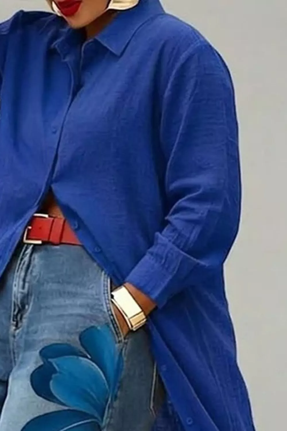 Button Up Long Sleeve Longline Shirt, image 8