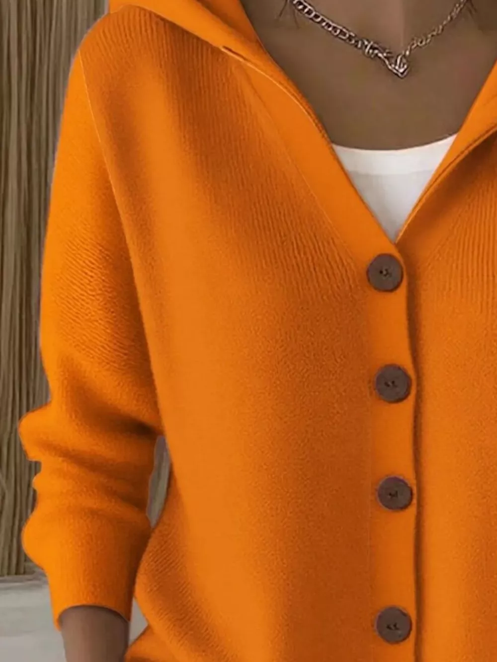 Full Size Hooded Button-Front Soft Knit Cardigan Plus Size, image 9