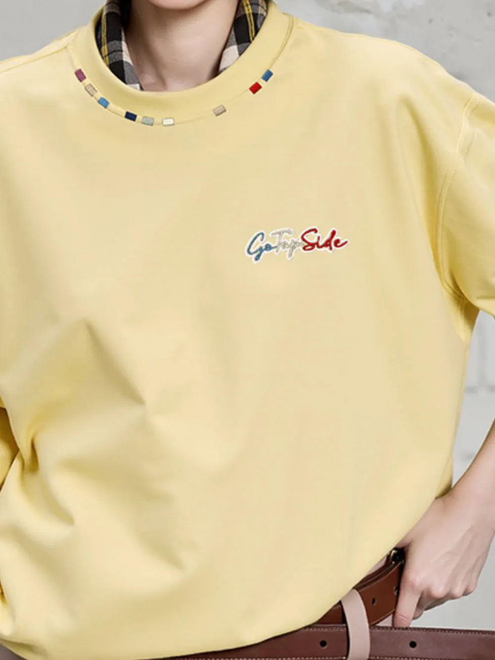 Men's Plus Size Embroidered Round Neck Half Sleeve T-Shirt, image 4