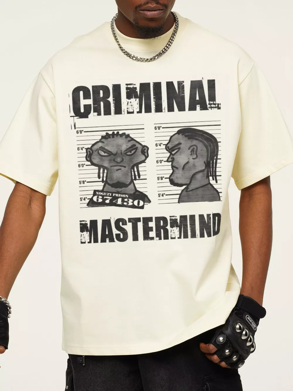 Men's Criminal Mastermind Graphic Oversized T-Shirt, image 6