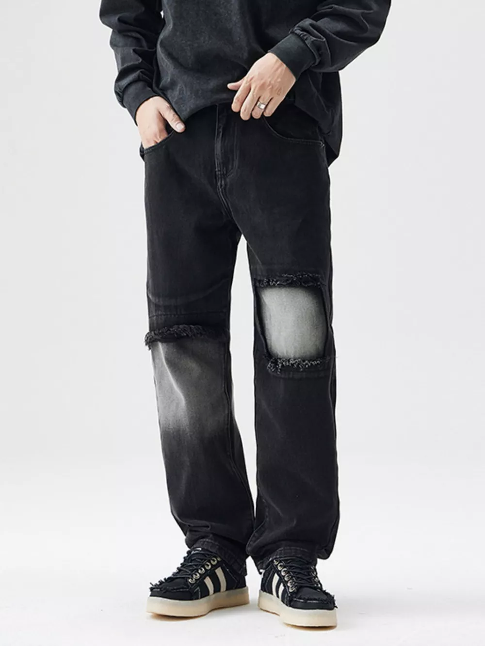 Men's Distressed Loose Fit Jeans